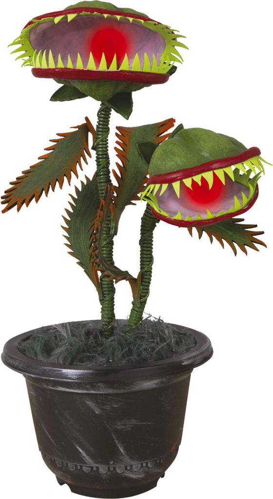 Fleischfressende Pflanze Halloween-Partydeko grün-rot-schwarz 42 cm -