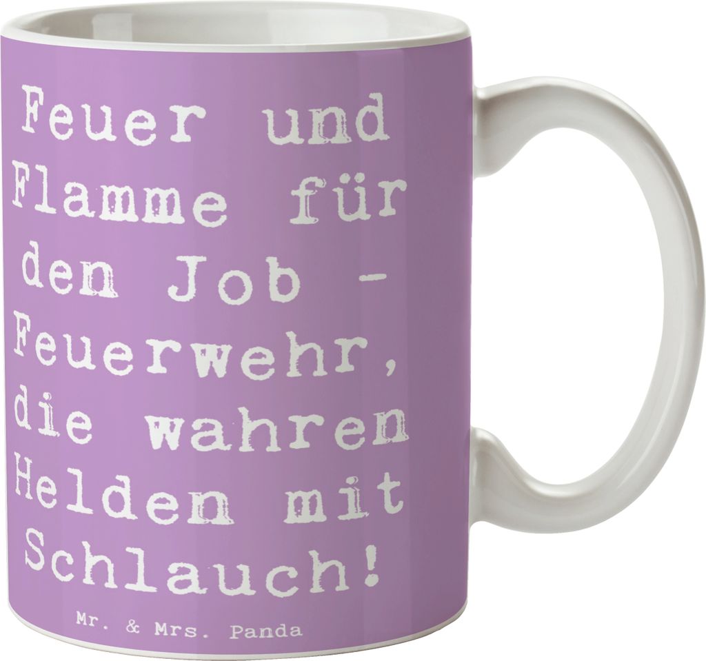 Mr. & Mrs. Panda Pott Spruch Feuerwehrmann Helden - Lavendeltraum - Geschenk, Trinkbecher, unerschrockener Einsatz, Berufsprodukte, personalisierte...