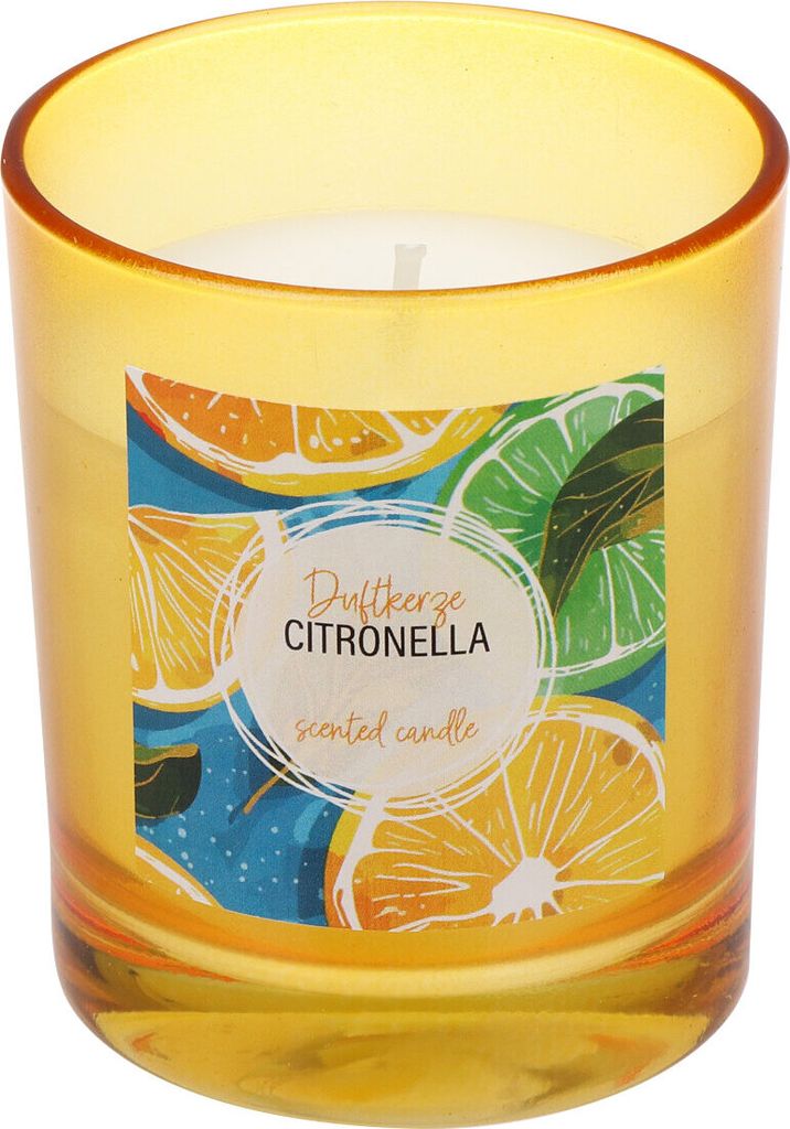 Citronella Kerzen Glas Colour "Lemon & Lime" Gelb 79/65 mm