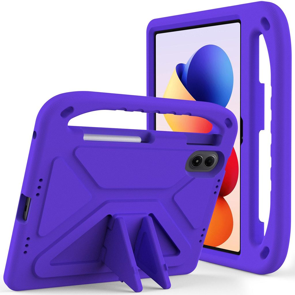 Hülle für Xiaomi Redmi Pad 2 Pro / Poco Pad M1 12,1" 2025, Leichte Stoßfeste Eva Kinder Schutzhülle mit Griff und Faltbarem Ständer Lila
