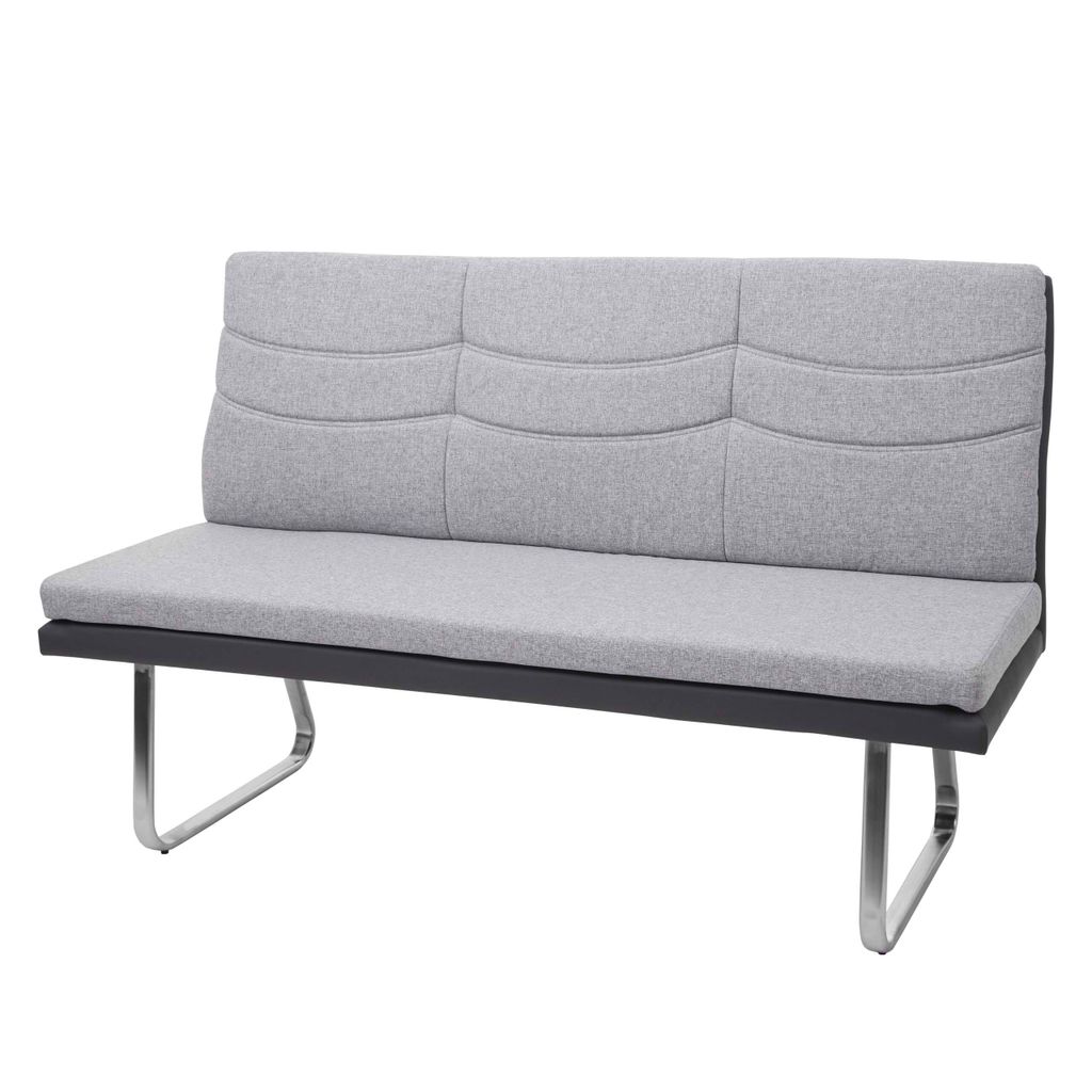 Sitzbank MCW-G54, Esszimmerbank Bank, Stoff/Kunstleder Edelstahl gebürstet grau Bank 180cm