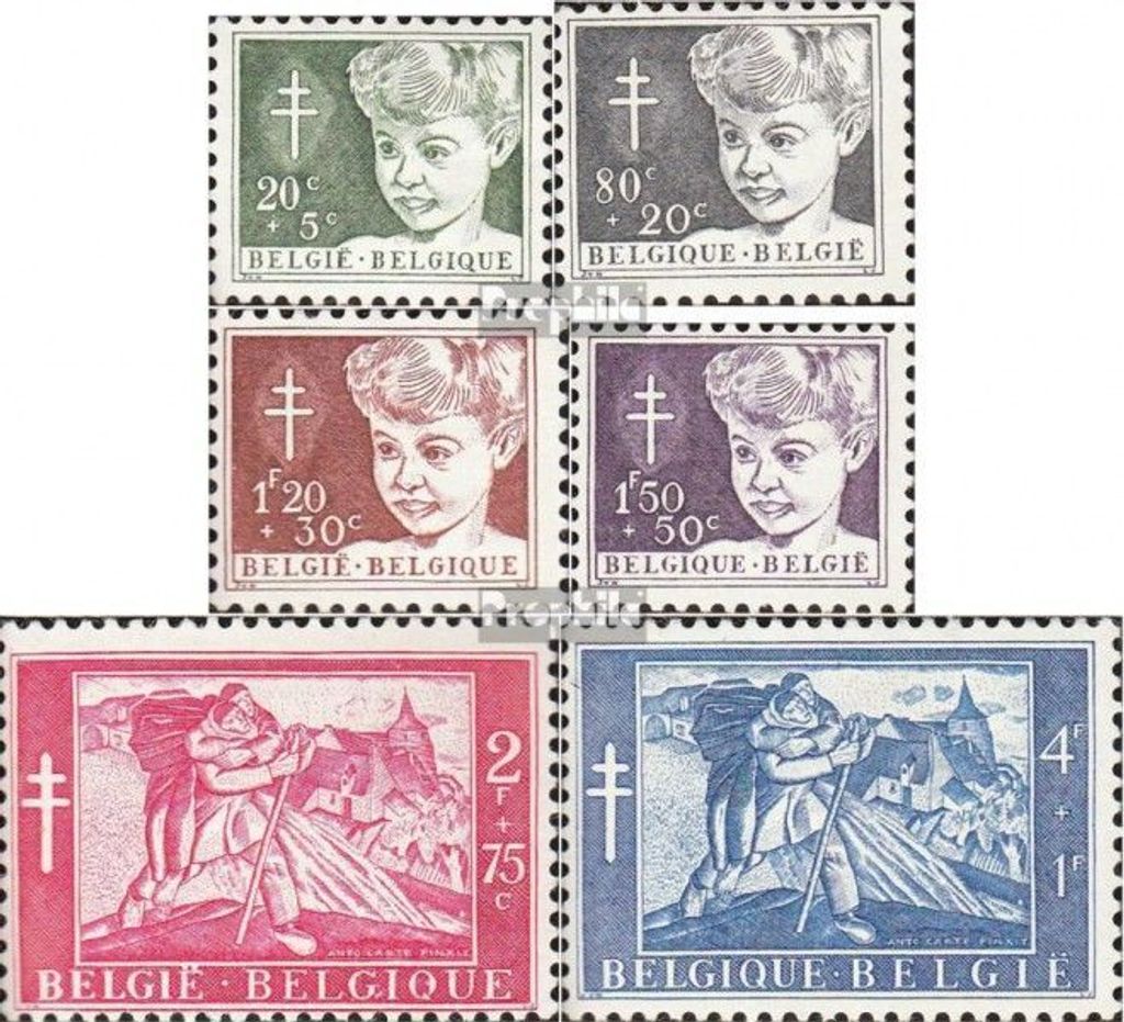 Briefmarken Belgien 1954 Mi 1004-1009 (kompl.Ausg.) postfrisch Kampf gegen die Tuberkulose