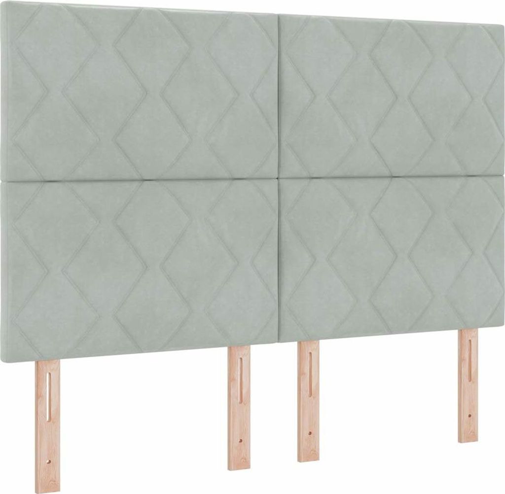 vidaXL LED Boxspringbett mit Matratze Hellgrau 140 x 190 cm Samt