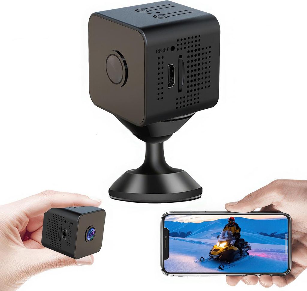 Mini-Sicherheitskamera 1080p Full HD – 3MP Sensor + 160° Weitwinkel, Infrarot-Nachtsicht