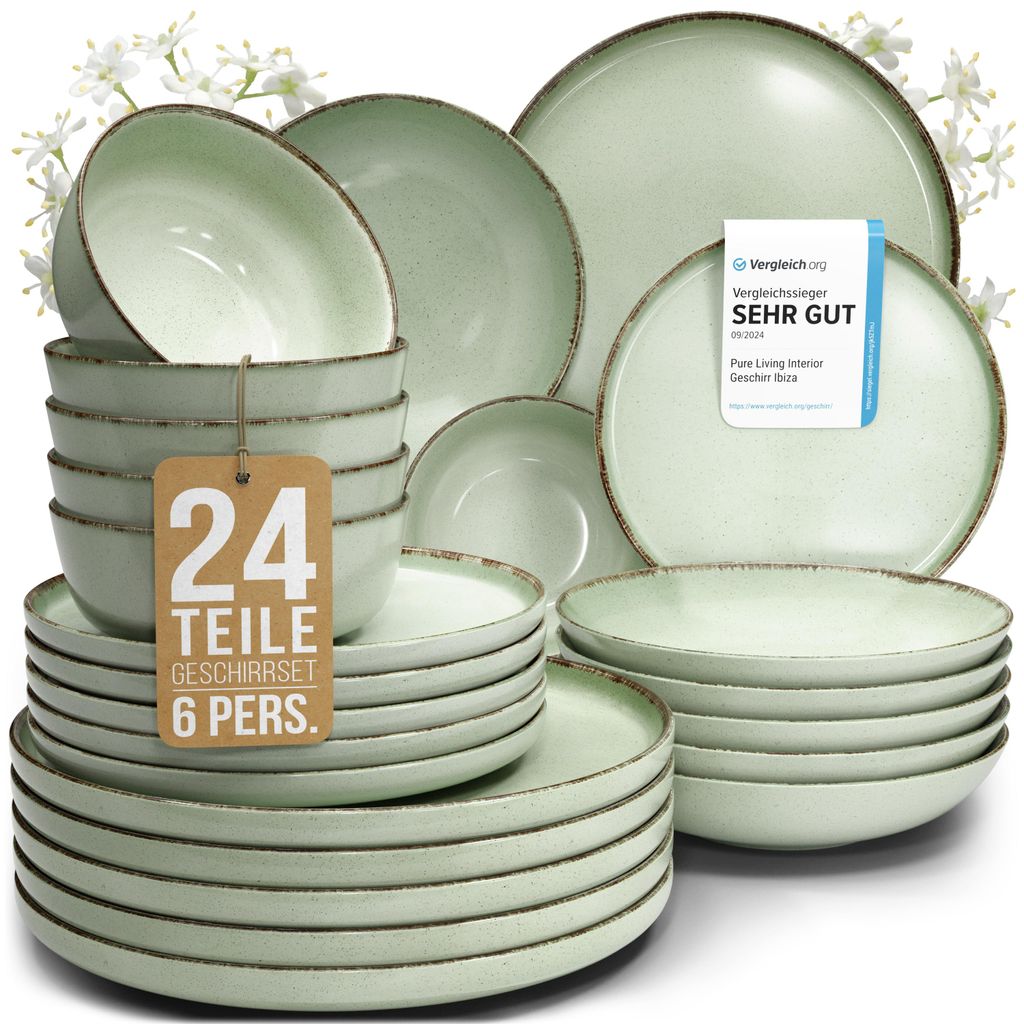 PURE LIVING Geschirrset Rustic aus Steingut, 24-tlg., für 6 Produktbild 