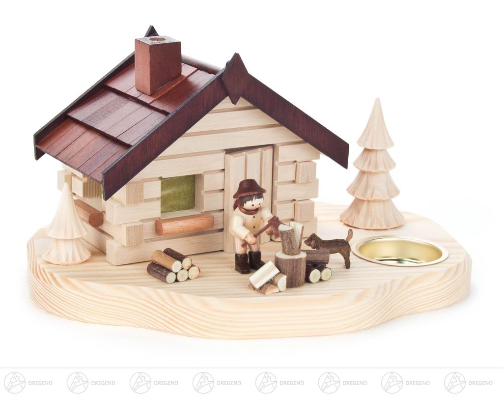 Räuchermann Räucherhaus mit Holzhacker, für Teelicht Breite x Höhe x Tiefe 21 cmx11 cmx16 cm NEU