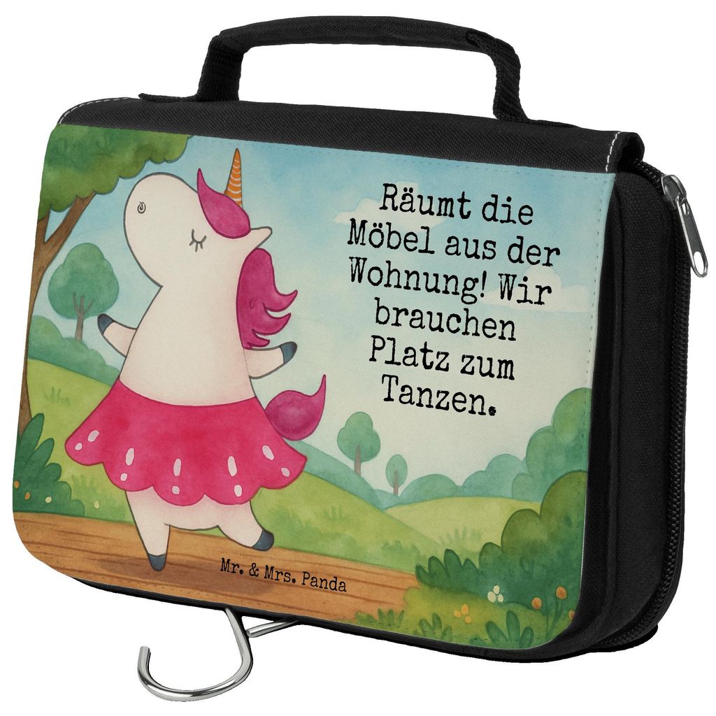 Mr. & Mrs. Panda Kosmetikbeutel Einhorn Ballerina Design - Weiß - Geschenk, kulturtäschchen, Unicorn, Schminktasche, Wohnung, Schminkbeutel, badt...