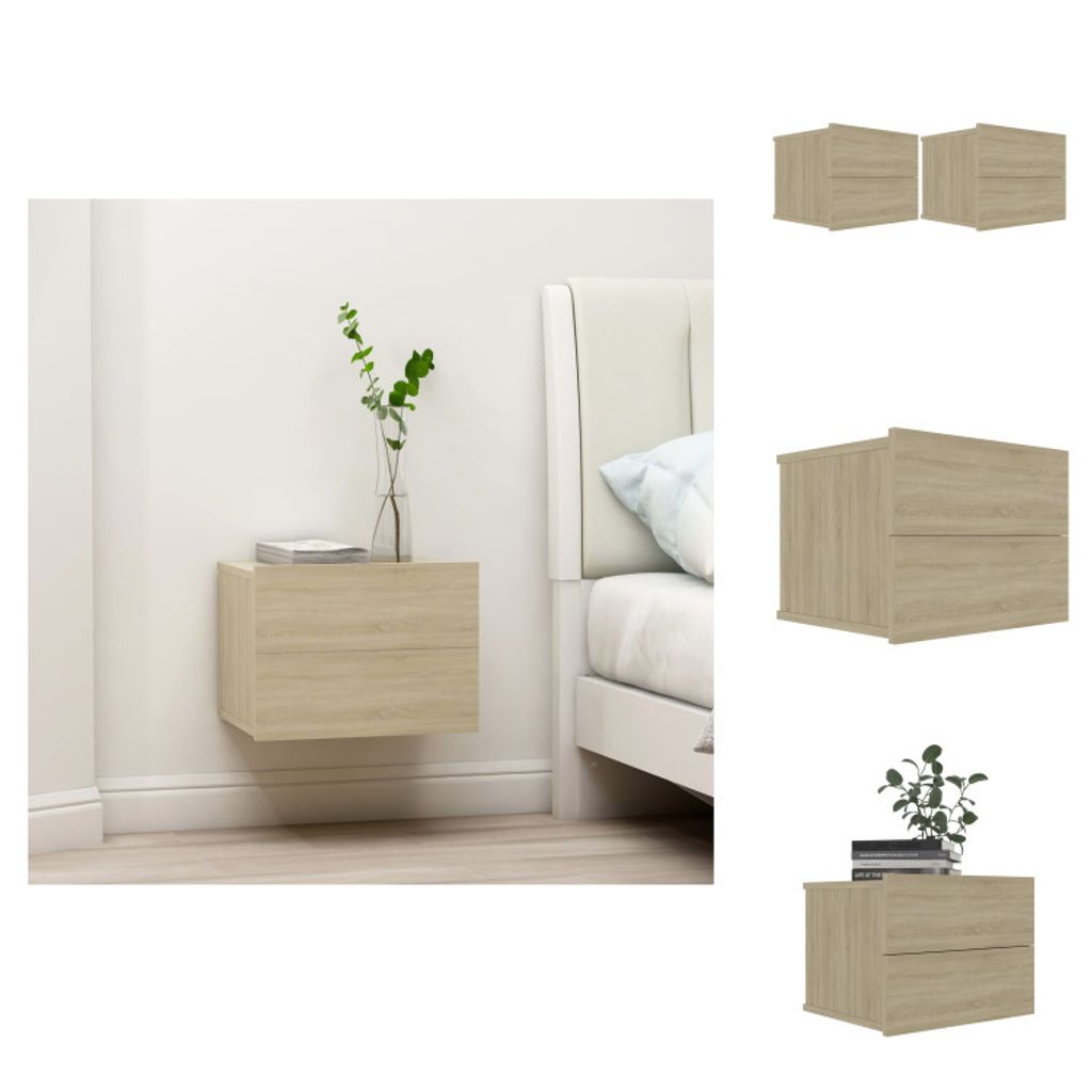 vidaXL Nachttische 2 Stk. Sonoma-Eiche 40x30x30 cm Holzwerkstoff - Nachttische