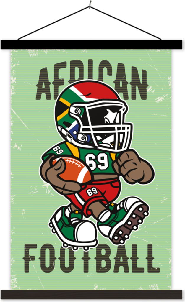 MuchoWow Textilposter Sport - Fußball - Afrika - Jahrgang 60x90 cm mit schwarzem Rahmen - Poster Wohnzimmer