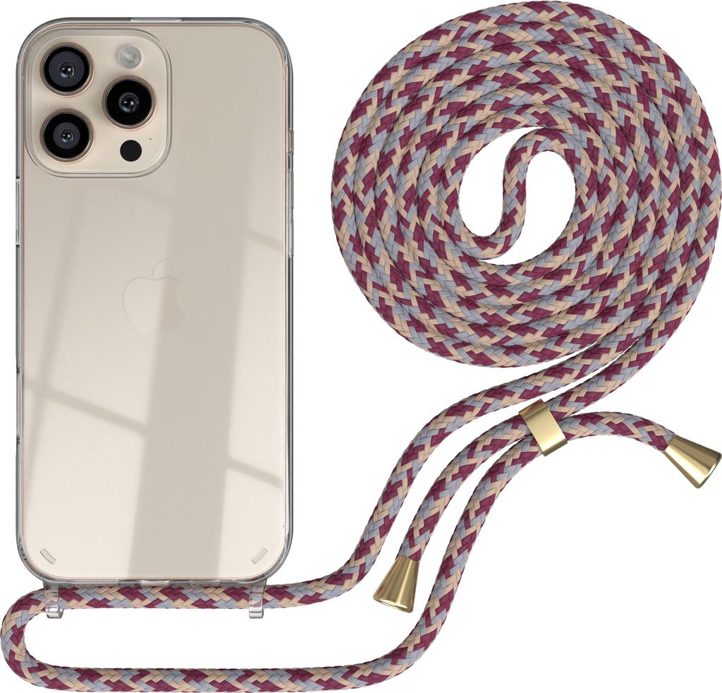 EAZY CASE Handykette mit Hülle für Apple iPhone 16 Pro Max Backcover Handykette, zum Umhängen in Rot