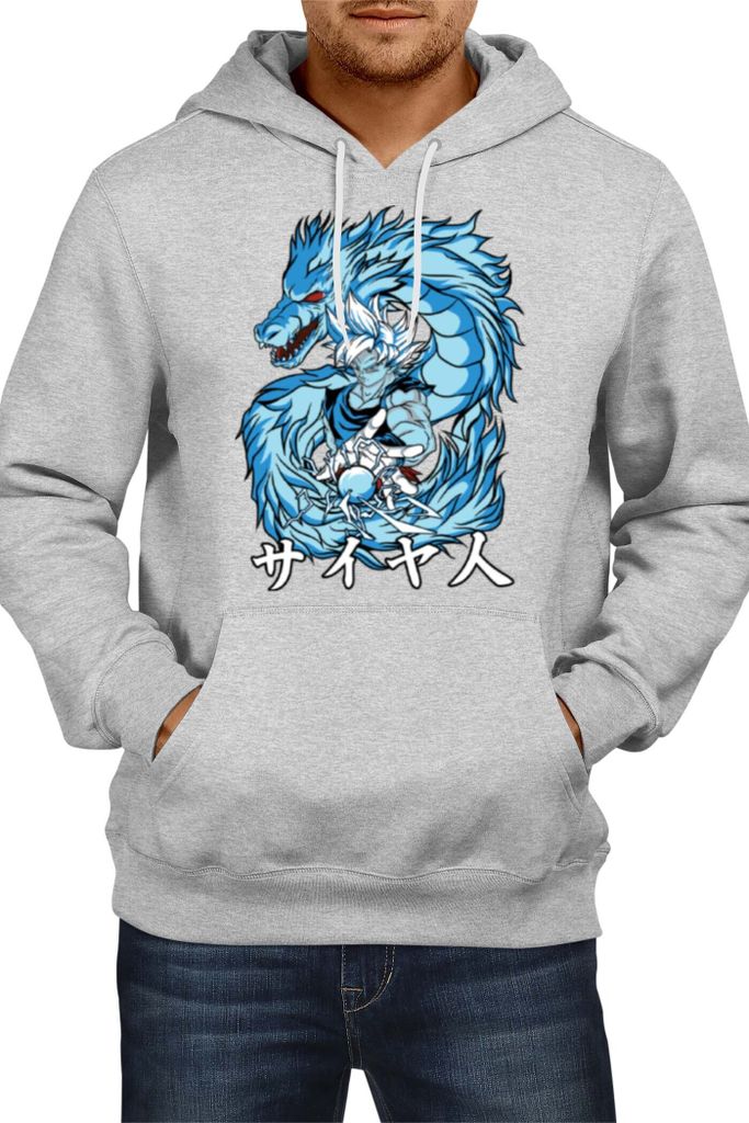 Herren Kapuzenpullover Japan Manga Comics Anime Dragon Anime Manga Ball Z Goku Dragon Saiyan Var-003 Goku Dragon, Man 2XL / Grau