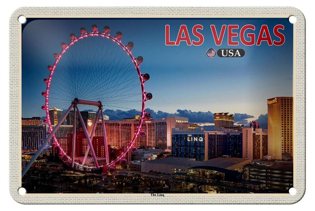Blechschild Reise 18x12cm Las Vegas USA The Linq Riesenrad Produktbild 