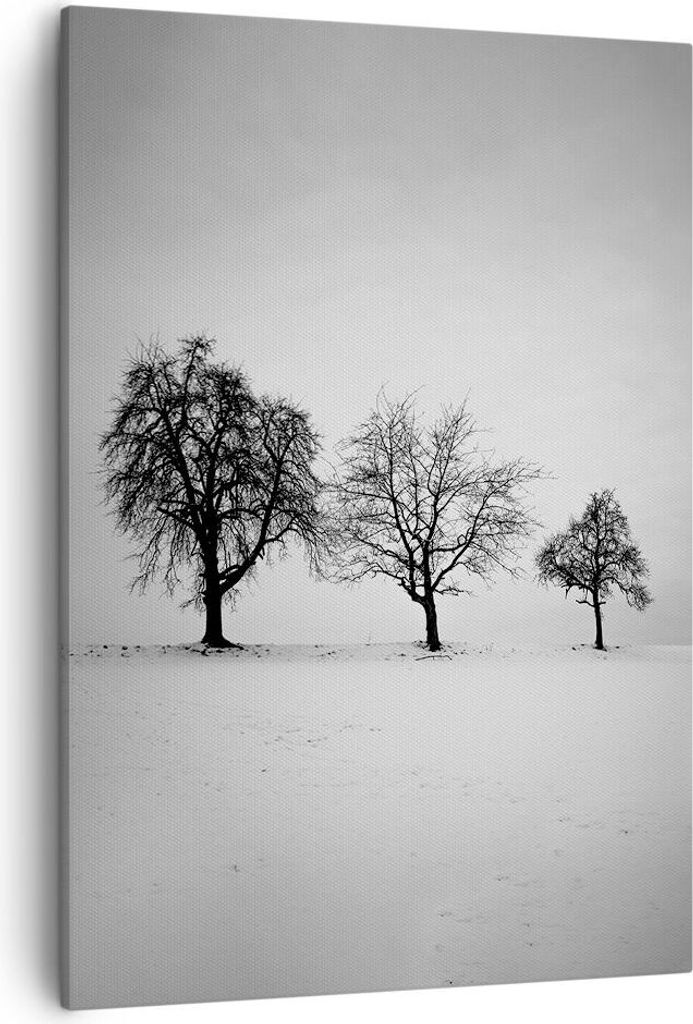 Bild auf Leinwand - Leinwandbild - Einteilig - Winter Bäume Schnee - 50x70cm - Wand Bild - Wanddeko - Wandbilder - Leinwanddruck - Wanddekoration ...