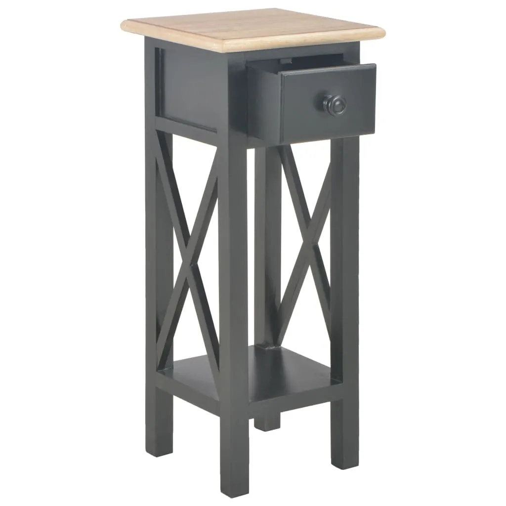 SYFAX™ Tavolino Laterale Nero 27x27x65,5 cm - Eleganza in Legno per Salotto