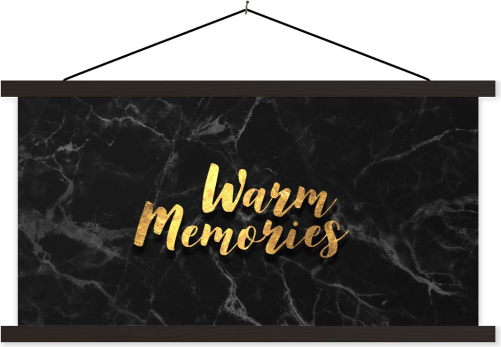 MuchoWow Textilposter Zitat - Gold - Marmor 90x45 cm mit schwarzem Rahmen - Klemmleisten