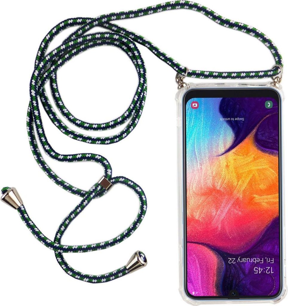 Handykette für Samsung Galaxy A50 - Smartphone Necklace Hülle mit Band - Schnur mit Case zum umhängen in Grün
