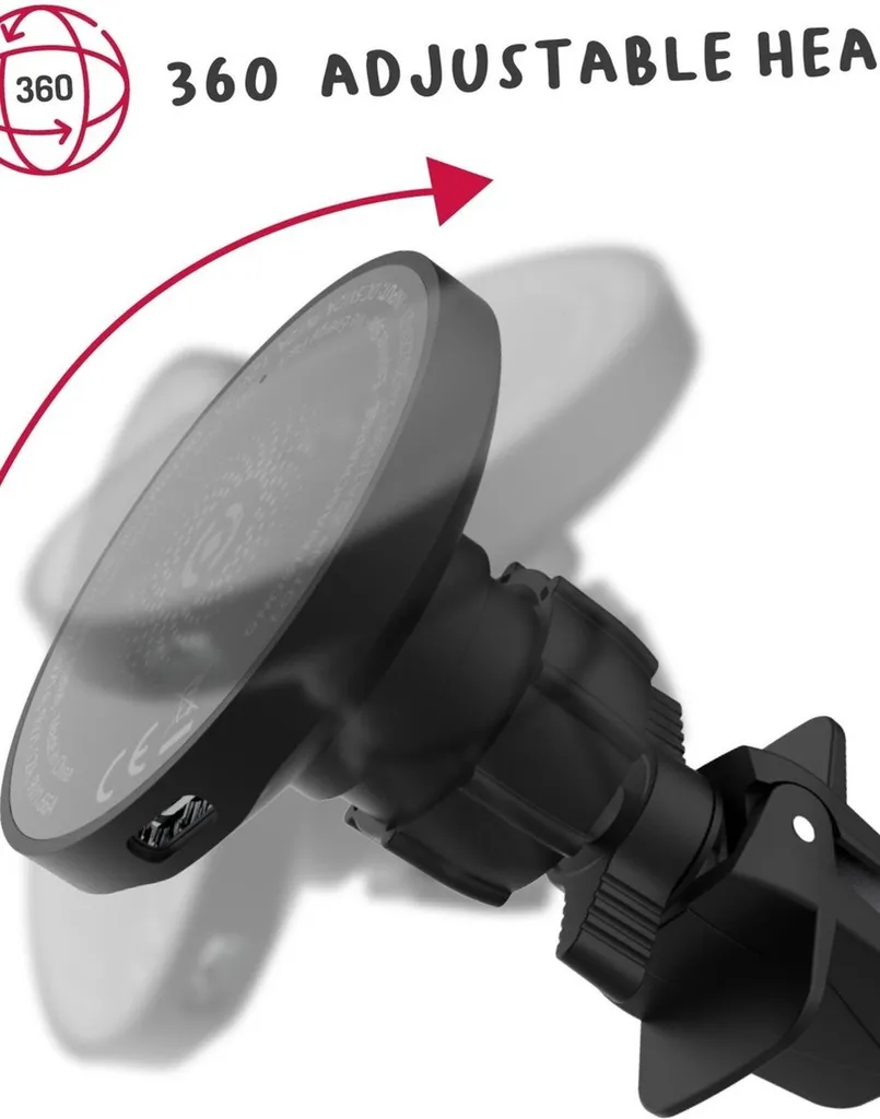 Celly GHOSTMAGCHARGE Support Voiture Magnétique Actif pour iPhone Noir - 15