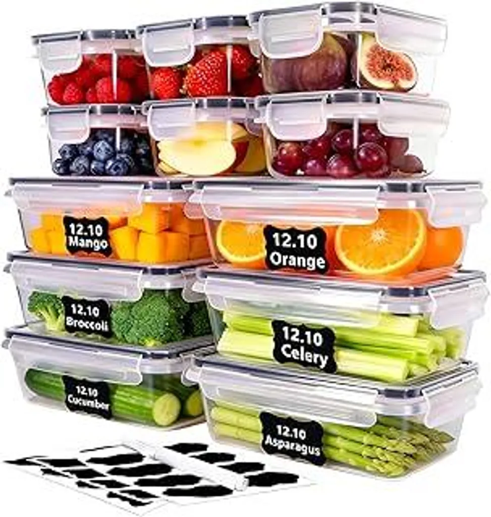 Set Preparazione Pasti 12 Pezzi Ermetici: 6x1L e 6x550ml Trasparente