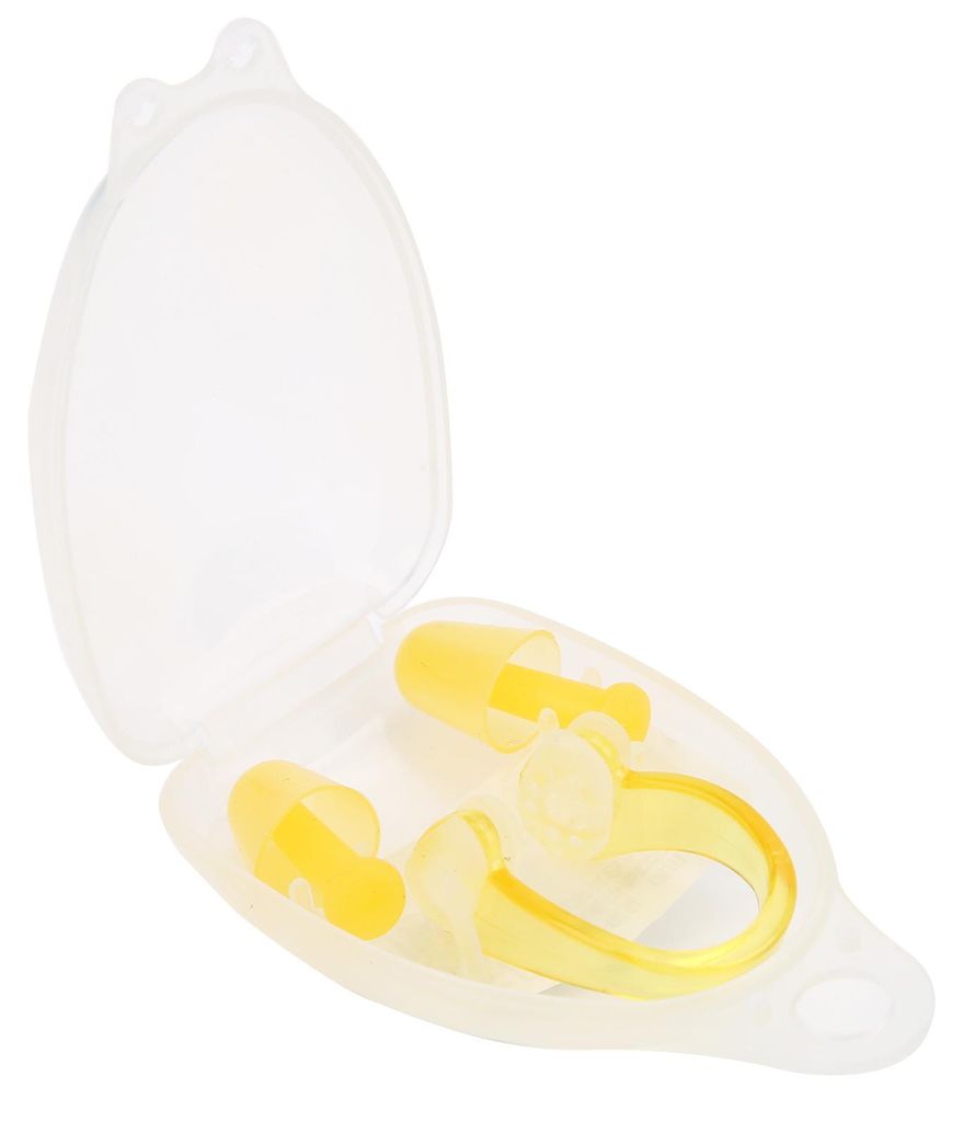 Weiches Silikon-PC-Schwimmen-Ohrstöpsel-Nasenclip-Set für wasserdichtes Surfen, Tauchen, Sport, Gelb