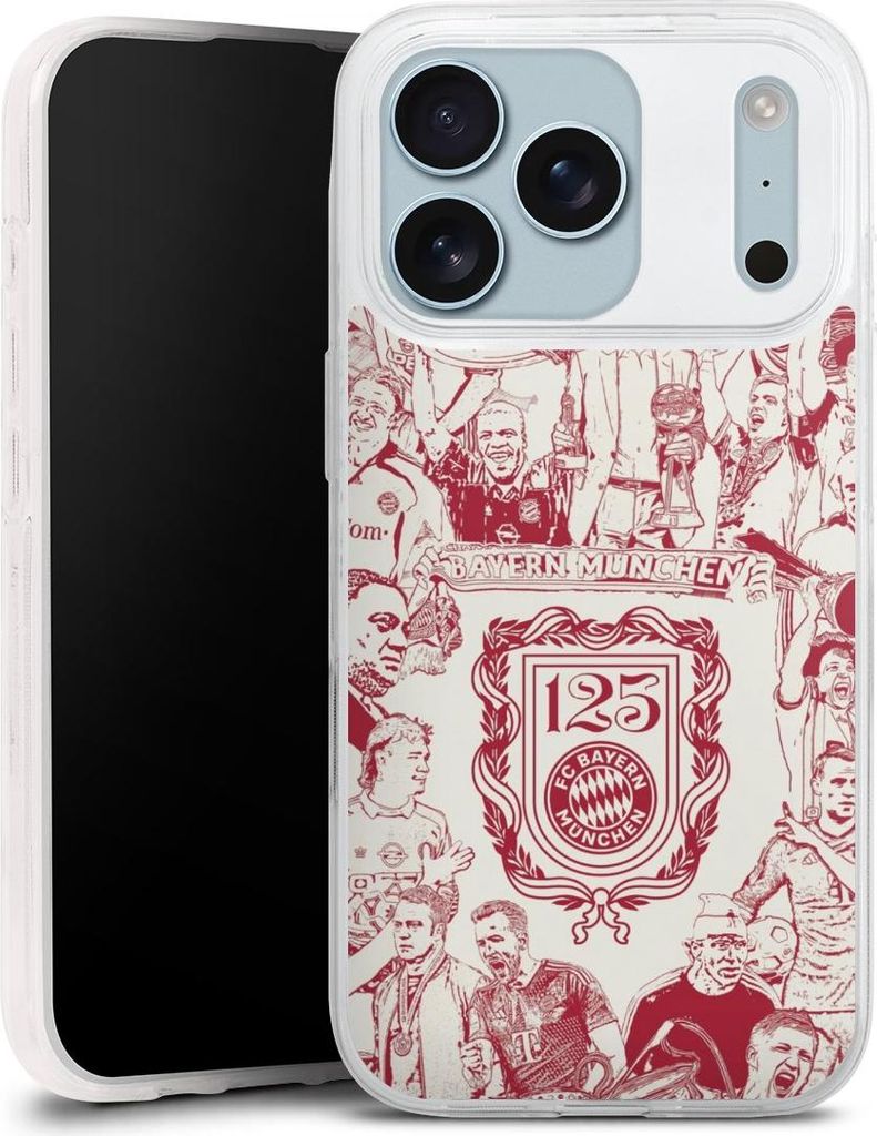 DeinDesign Slim Hülle für Apple iPhone 17 Pro Silikon Case Ultra Dünn Handyhülle FC Bayern München Offizielles Lizenzprodukt FCB 125 Jahre