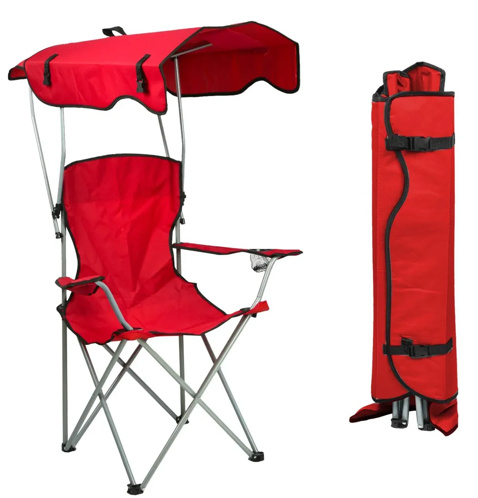 Fauteuil de plage léger rouge pare-soleil orientable et facile à porter