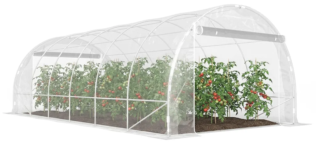 Serre de jardin tunnel 18m2 bâche PE 150g/m2 et cadre acier galvanisé
