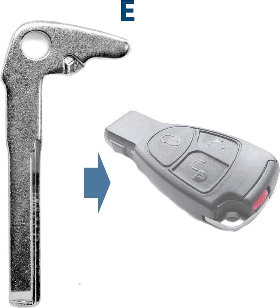 Auto Schlüssel Schlüssel Rohling Notschlüssel Smartkey ohne Chrom kompatibel mit Mercedes Benz