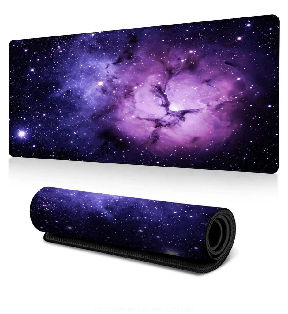 Purple Nebula Xxxl Gaming Mauspad 90X40 Cm – Violettes Galaxie-Design, Wasserdicht, Rutschfest, Vernähte Kanten, Xxl Schreibtischunterlage