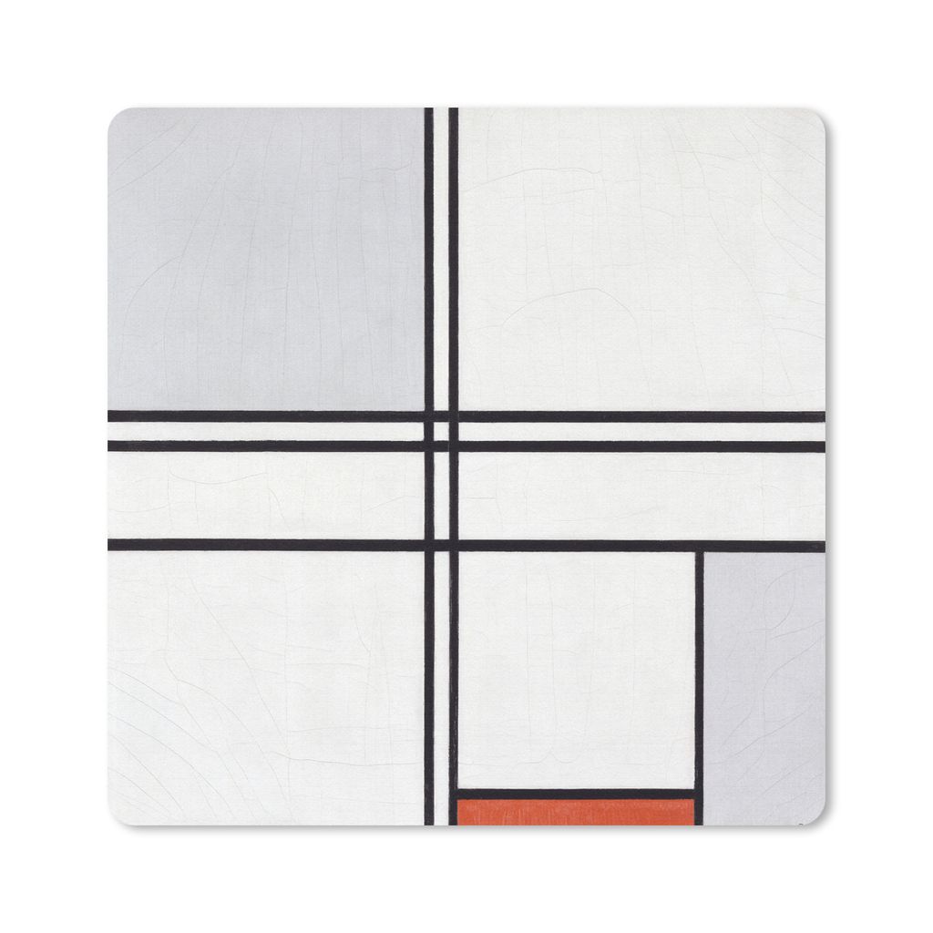 MuchoWow Mauspad Mousepad Komposition 1 mit Rot und Grau - Piet Mondrian 30x30 cm - Mousepads - Maus Mat - Pad - Mausunterlage - Gaming
