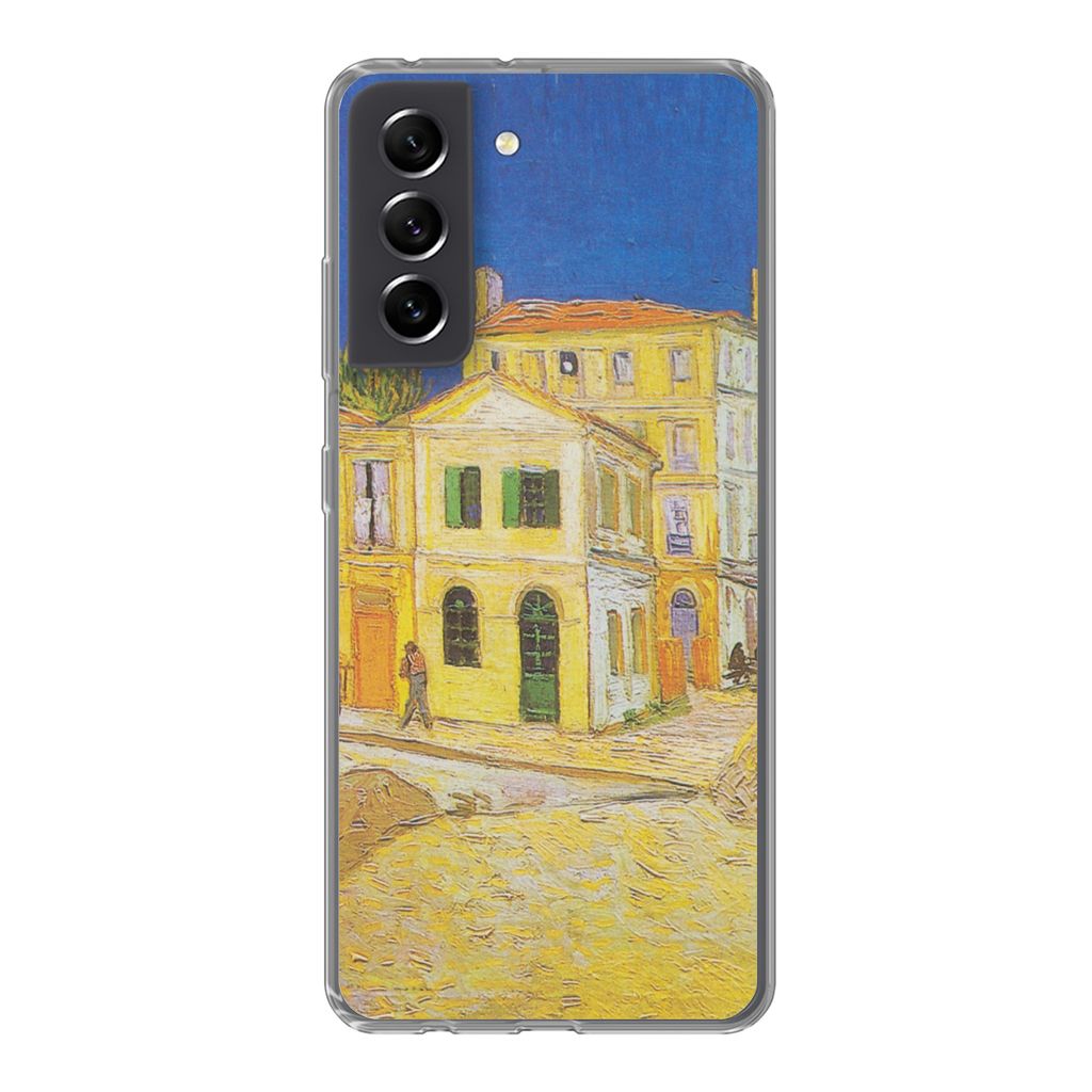 MuchoWow Handyhülle Schutzhülle Hülle für Samsung Galaxy S21 FE Das gelbe Haus - Vincent van Gogh Silikon Softcase Handy Hülle - Mobiltelefo...