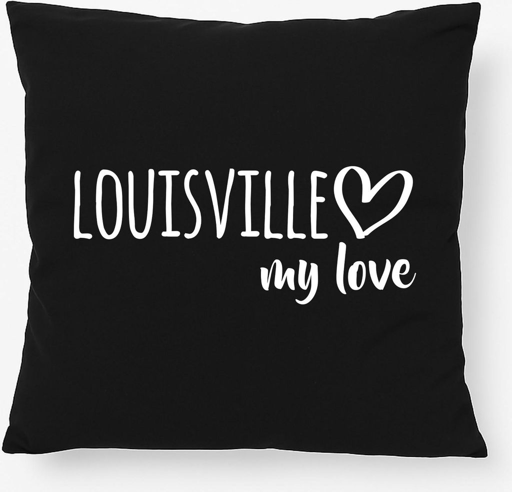 Huuraa Kissen Louisville my love 40x40cm mit Füllung Black Baumwolle Dekokissen Geschenkidee