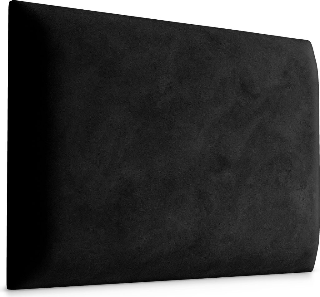A black padded panel, likely a headboard or wall cushion, is shown at an angle.