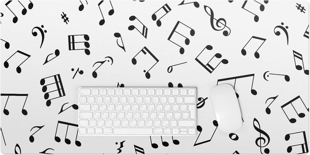 Musiknoten Nahtloses Muster – Schreibtischunterlage – Rutschfeste Tischunterlage – Schreibtischmatte für Büro & Zuhause – Schreibunterlag...