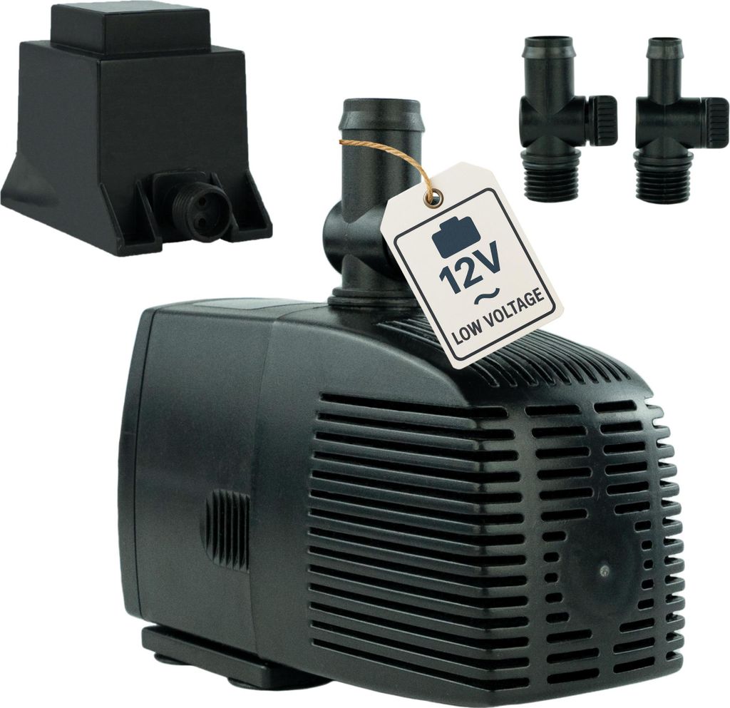 Teichpumpe 12 V – 1.500 L/H | 25 Watt | 10m Kabel | 2,5m Förderhöhe | Wasserpumpe | Aquariumpumpe | Wasserspielpumpe | Brunnenpumpe | Springbru...