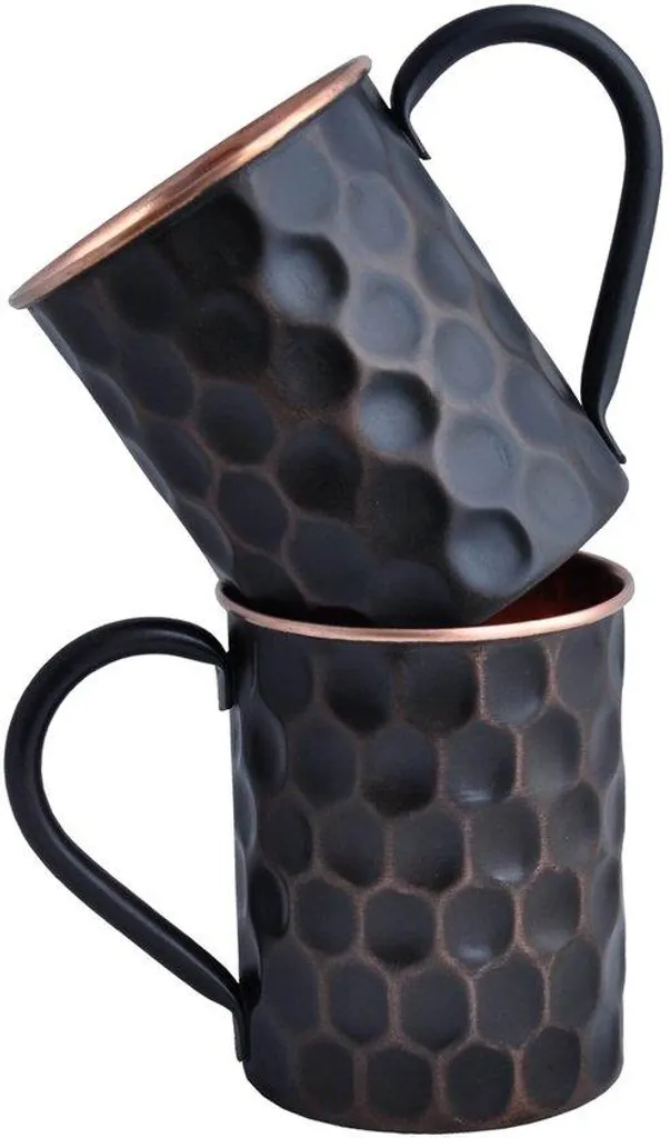 Set de 2 Mugs Moscow Mule en Cuivre Martelé 600ml pour Cocktails Frais