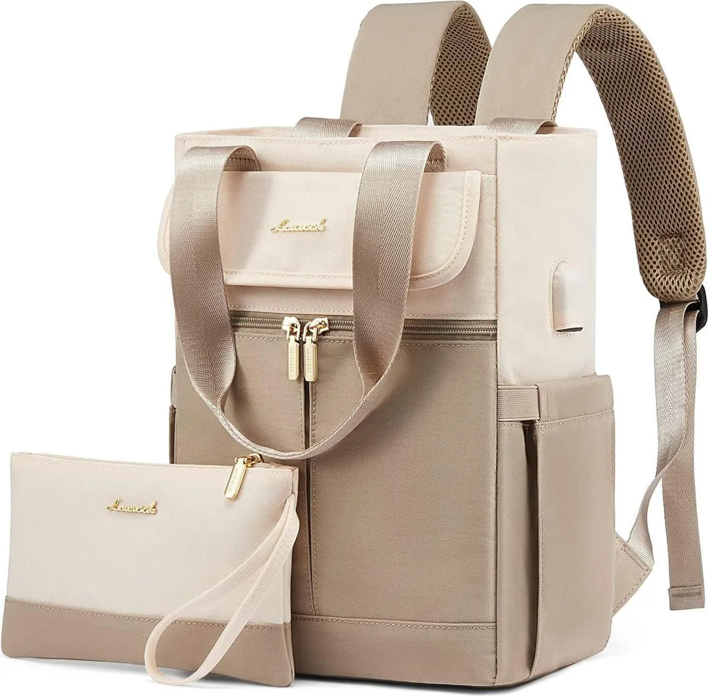 Sac à dos ville anti-encombrement Femme 2 en 1 Beige Kaki léger