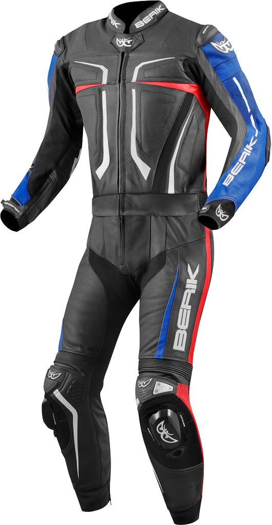 Berik Flumatic Evo 2-Teiler Motorrad Lederkombi, schwarz/rot/blau, 50