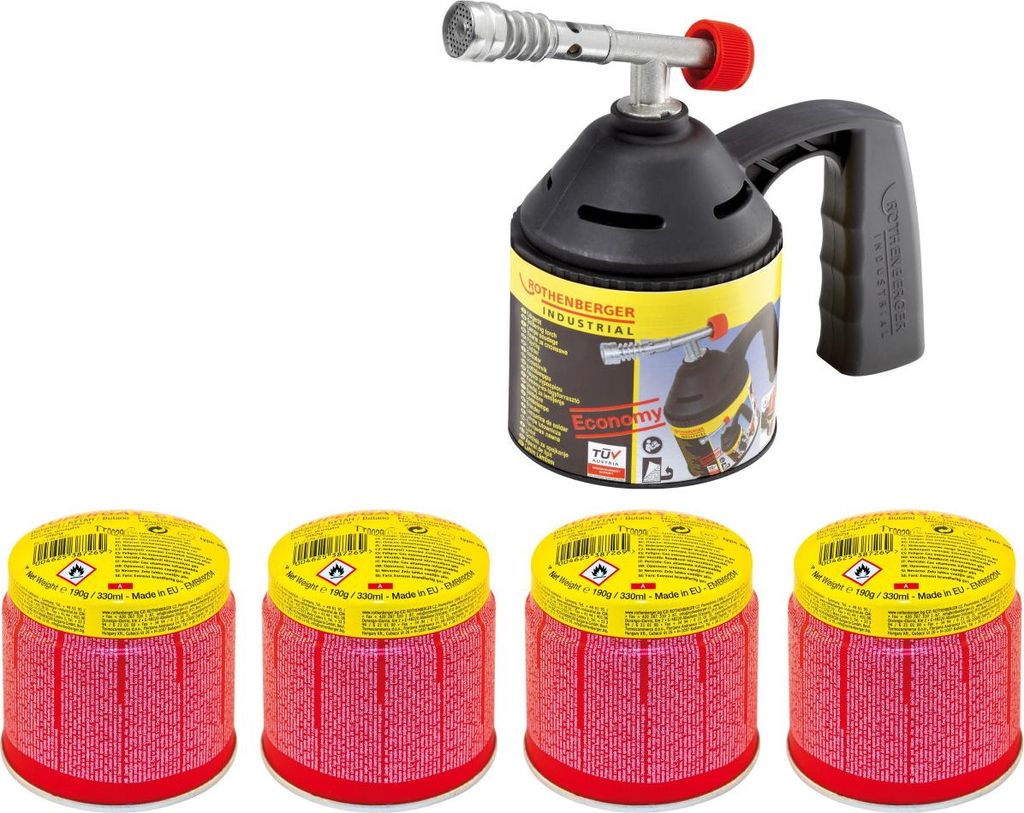 Rothenberger Lötlampen-Set Gas inkl. 4 Kartuschen