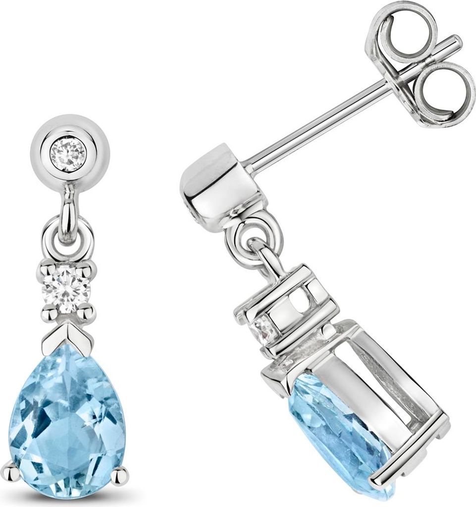 9 Karat (375) Weißgold Damen - Diamant Paar Ohrringe 0.10 Produktbild 