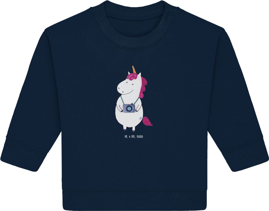 Mr. & Mrs. Panda Organic Baby Pullover Einhorn Fotograf 12. - 18. Monat - French Navy - Geschenk, Kamera, Urlaub, Fotografie, Reisen, Unicorn, Bull...
