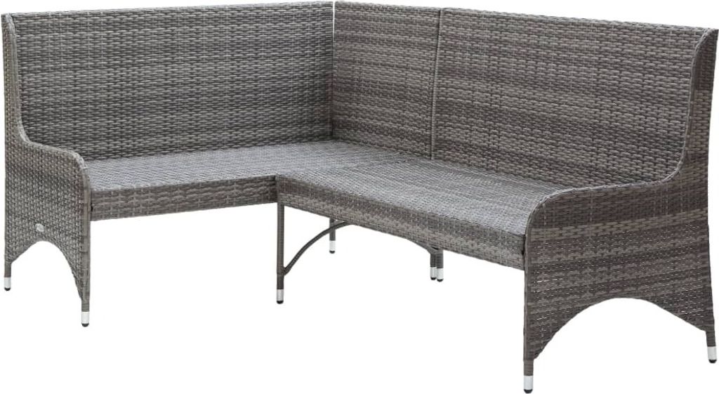 vidaXL Garten-Ecksofas 2 Stk. Poly Rattan Grau Produktbild 2