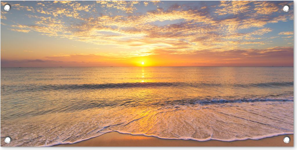 MuchoWow 80x40 cm Outdoor-Poster Gartendeko Sichtschutz Garten Poster für den Garten Strand - Sonnenuntergang - Meer