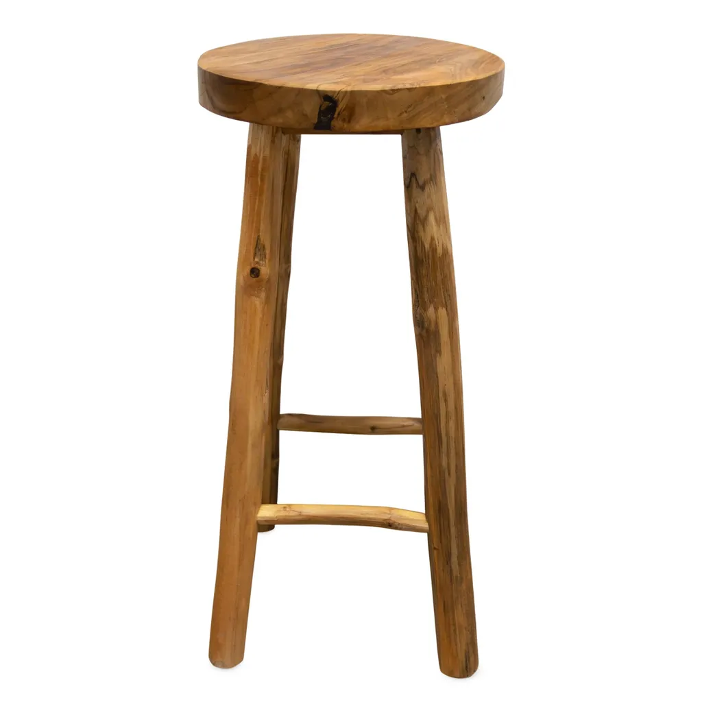 Tabourets de Bar en Teck 72 cm - Stable et Robuste 120 kg - Lot de 2 Bois - 6