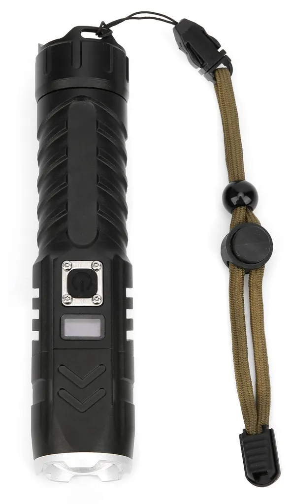 Lampe torche LED ultra-lumineuse zoomable USB rechargeable IPX6 Noir
