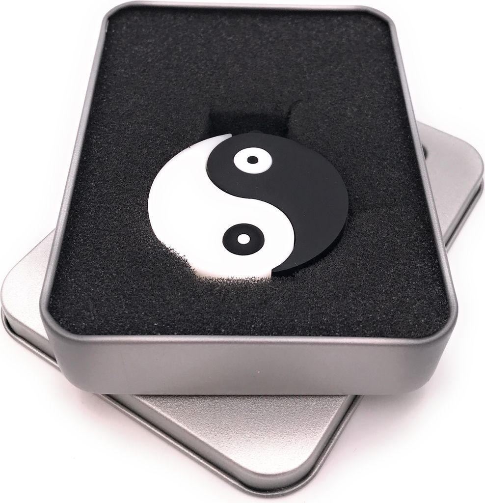 Onwomania Ying Yang Zeichen Einklang USB Stick in Alu Geschenkbox 64 GB USB 3.0