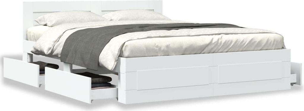 Maison Exclusive - Bettgestell mit Kopfteil ohne Matratze Weiß 160x200 cm