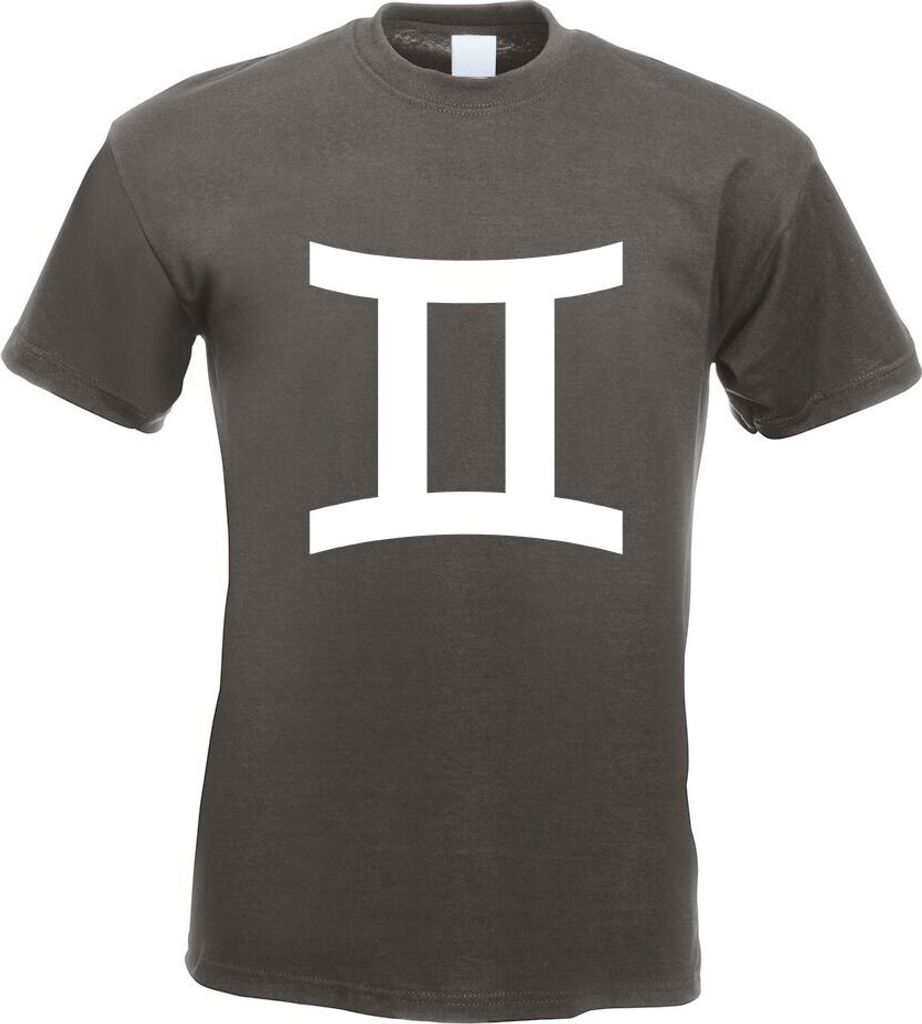 Kiwistar - T-Shirt - Graphit - Zwilling Sernzeichen Motiv Bedruckt Funshirt Design Print - mit Motiv Bedruckt - Funshirt Design - Sport - Freizeit ...