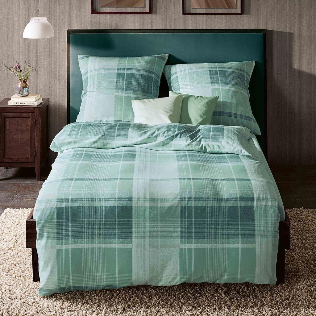 Kaeppel JERSEY Bettwäsche mit Reißverschluss, aus 100 % Baumwolle Tonight Plaid lind 1x135/200 1x80/80
