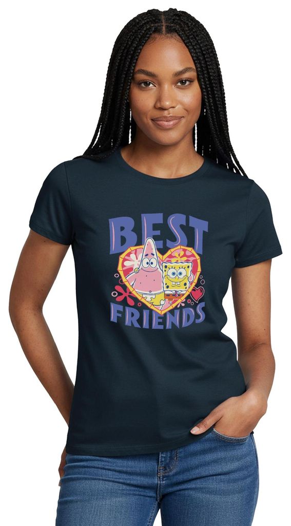 Spreadshirt Spongebob Schwammkopf Und Patrick Beste Freunde Frauen T-Shirt, XXL, Navy