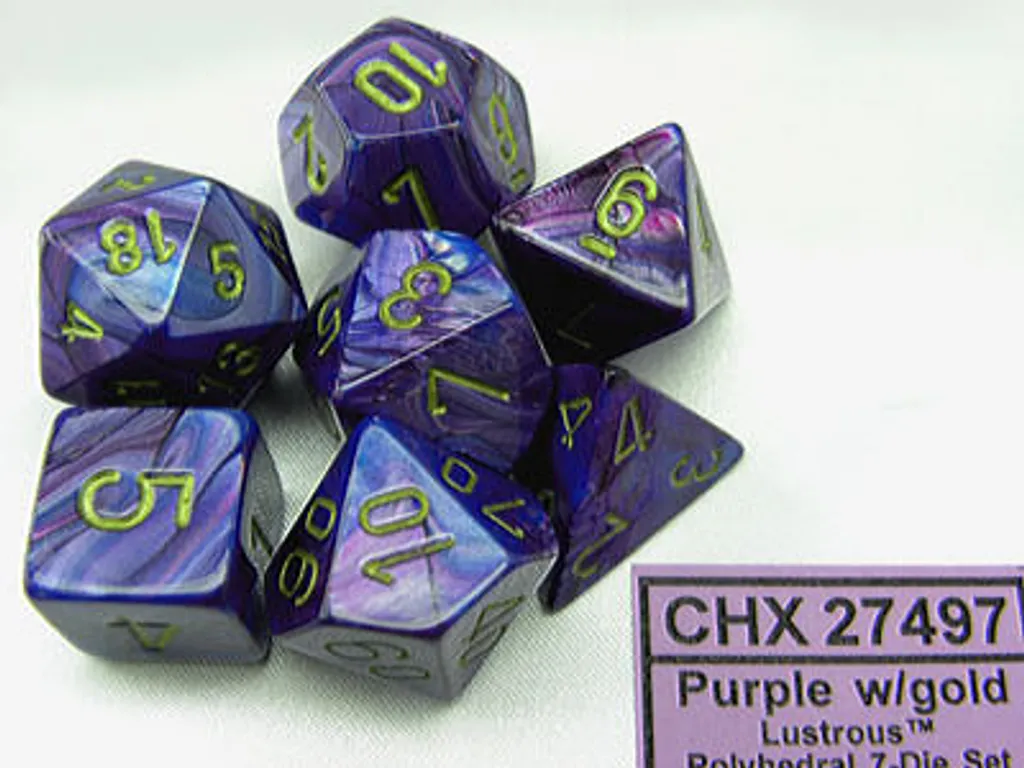 Set de dés pour Donjons et Dragons JDR : Violet brillant et chiffres Or